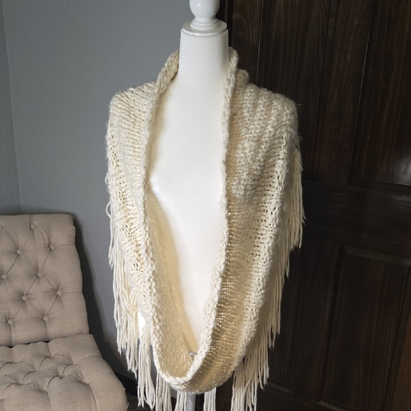 Maurices Cream Knit Scarf with Fringe - Picture 4 of 5